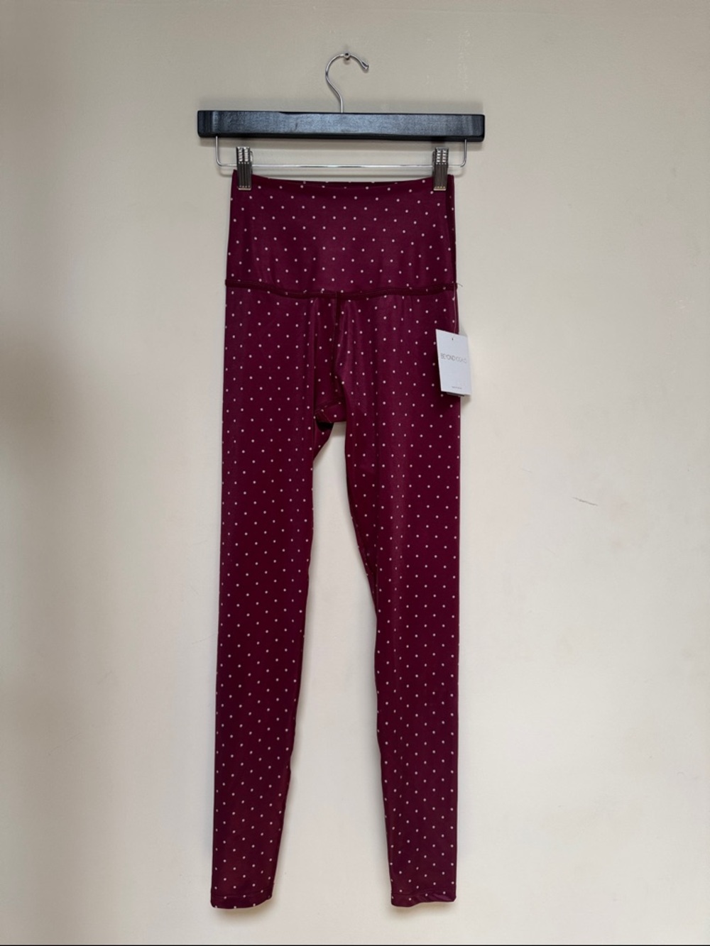 Beyond Yoga Burgundy Dot Print Leggings